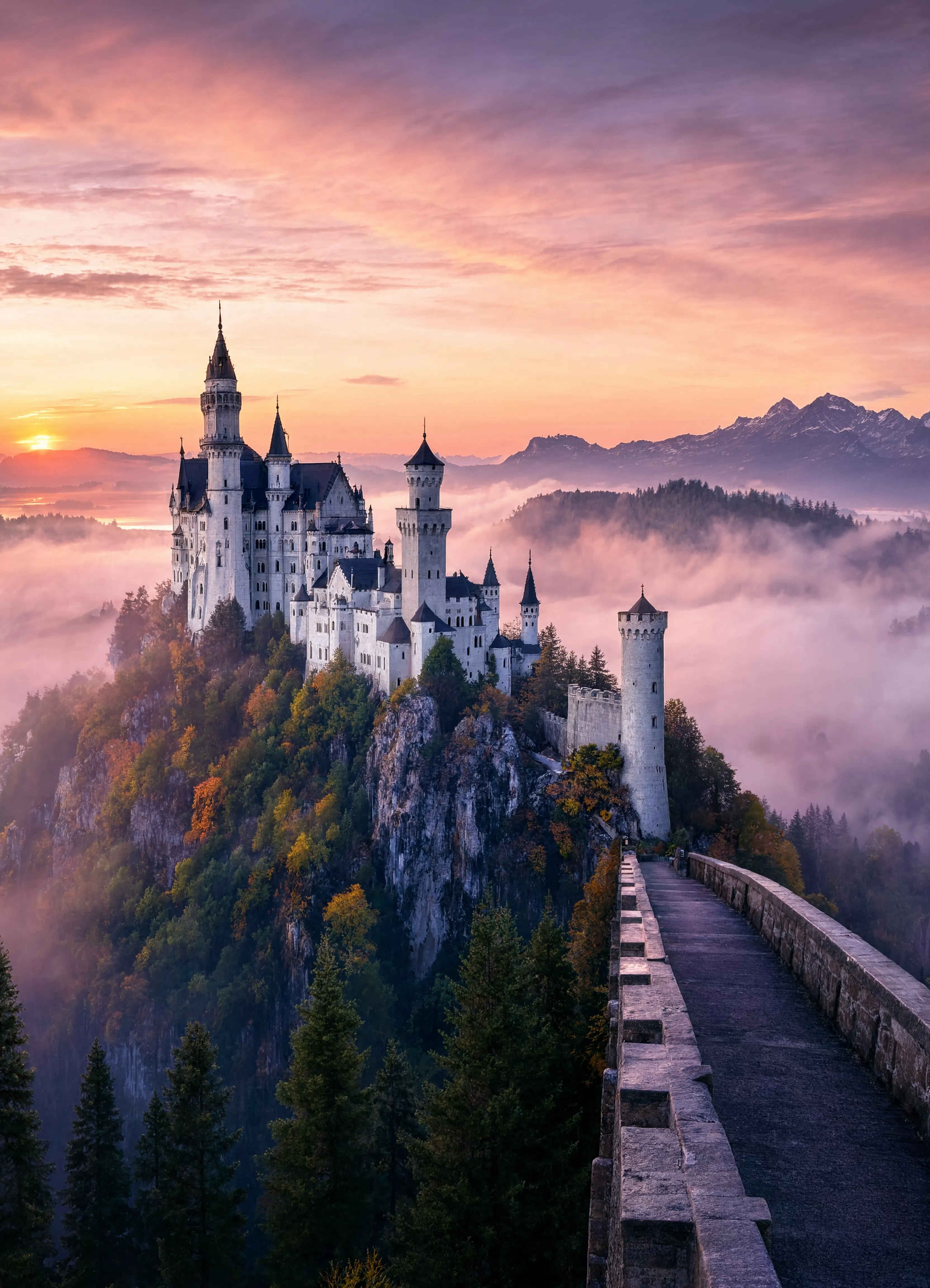 Schloss Neuschwanstein — königliches Märchenschloss in den Bayerischen Alpen